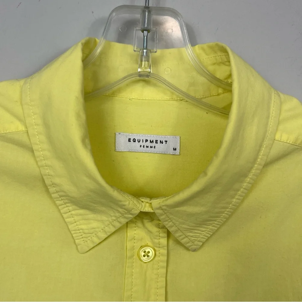 Equipment Brett Washed Cotton Poplin Blouse Shirt in Citron Yellow Q436-E195 M - Picture 4 of 10